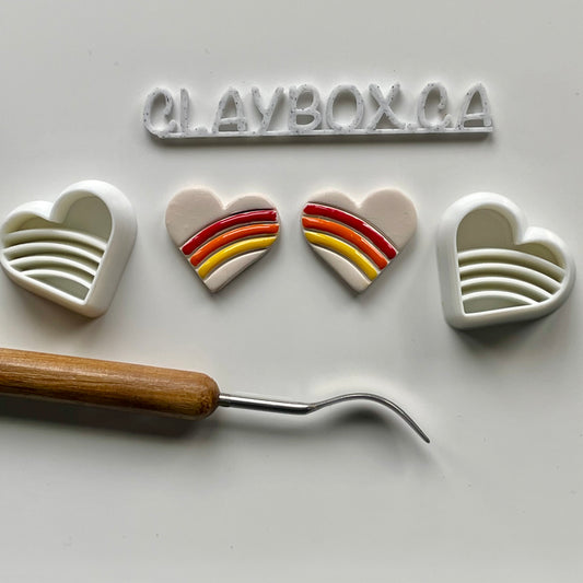 Rainbow heart combined stamp/cutter pair