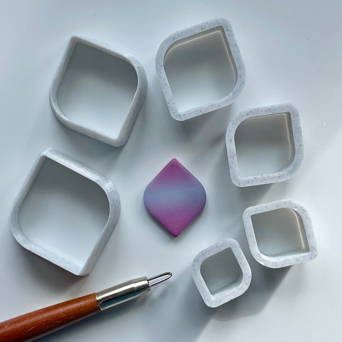 Curved Drop Cutter Set for Polymer Clay – Small & Large Sizes – 3D Printed Clay Tools