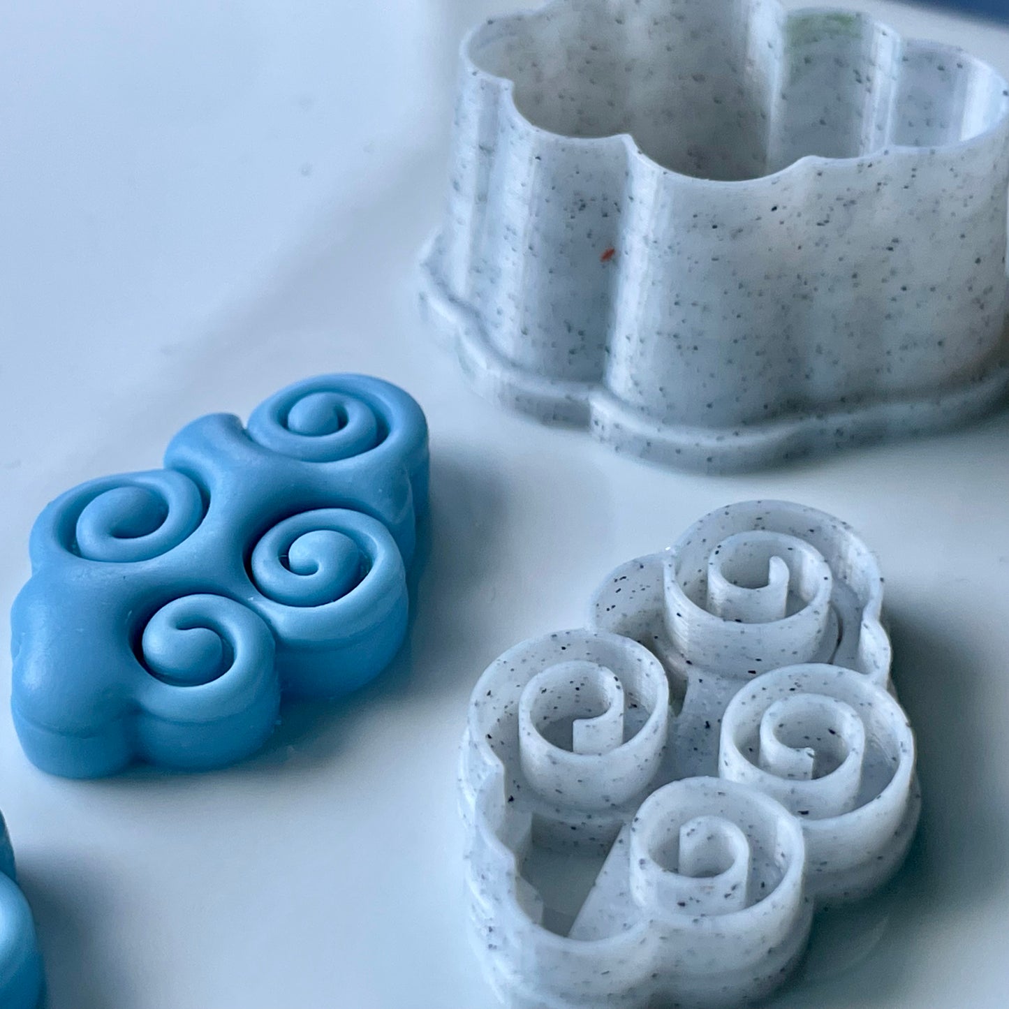 Cloud Stamp and Cutter Pair – 3D Printed Polymer Clay Tools – Left/Right Cloud Design for Clay Crafts