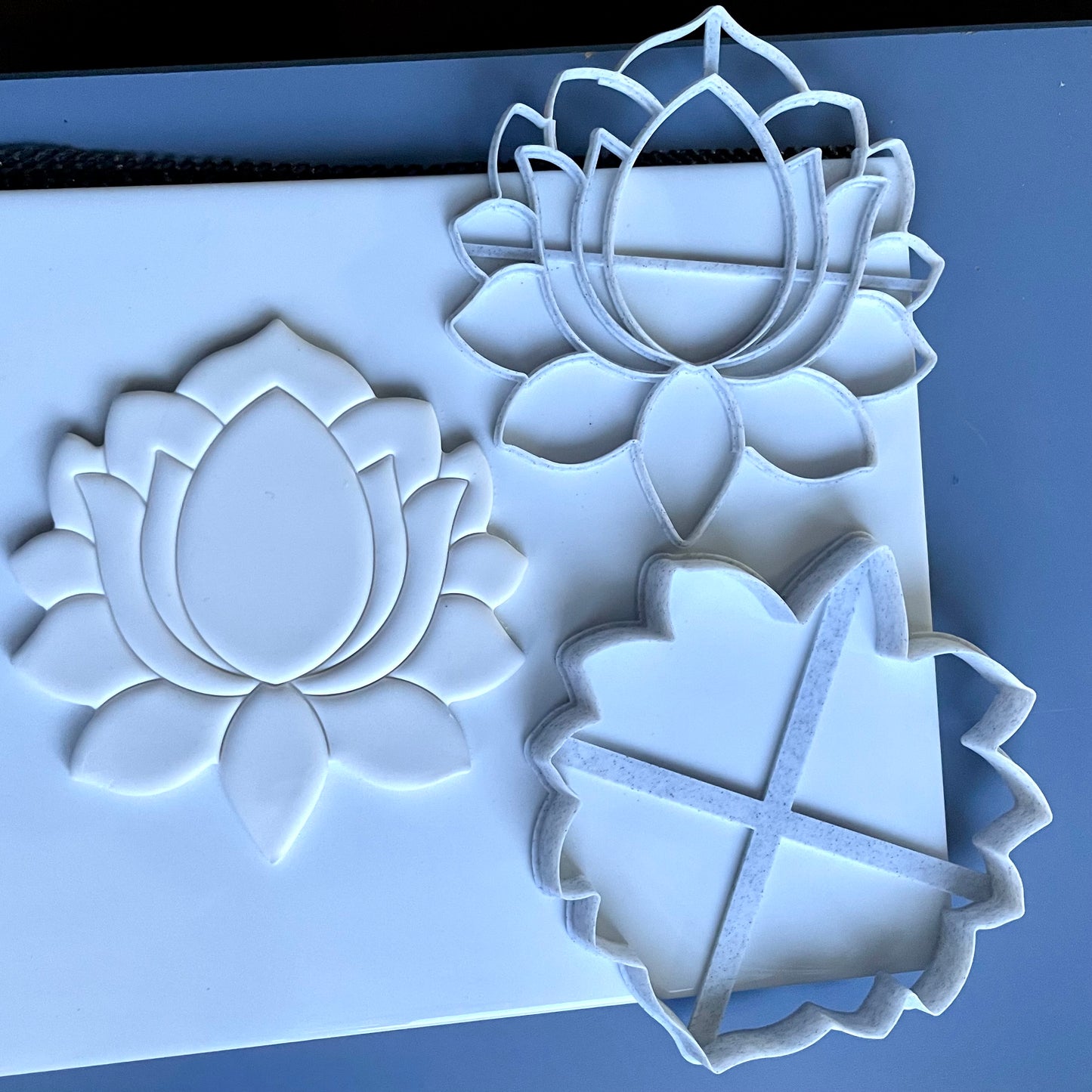 Large lotus stamp and matching cutter - made for use with polymer clay