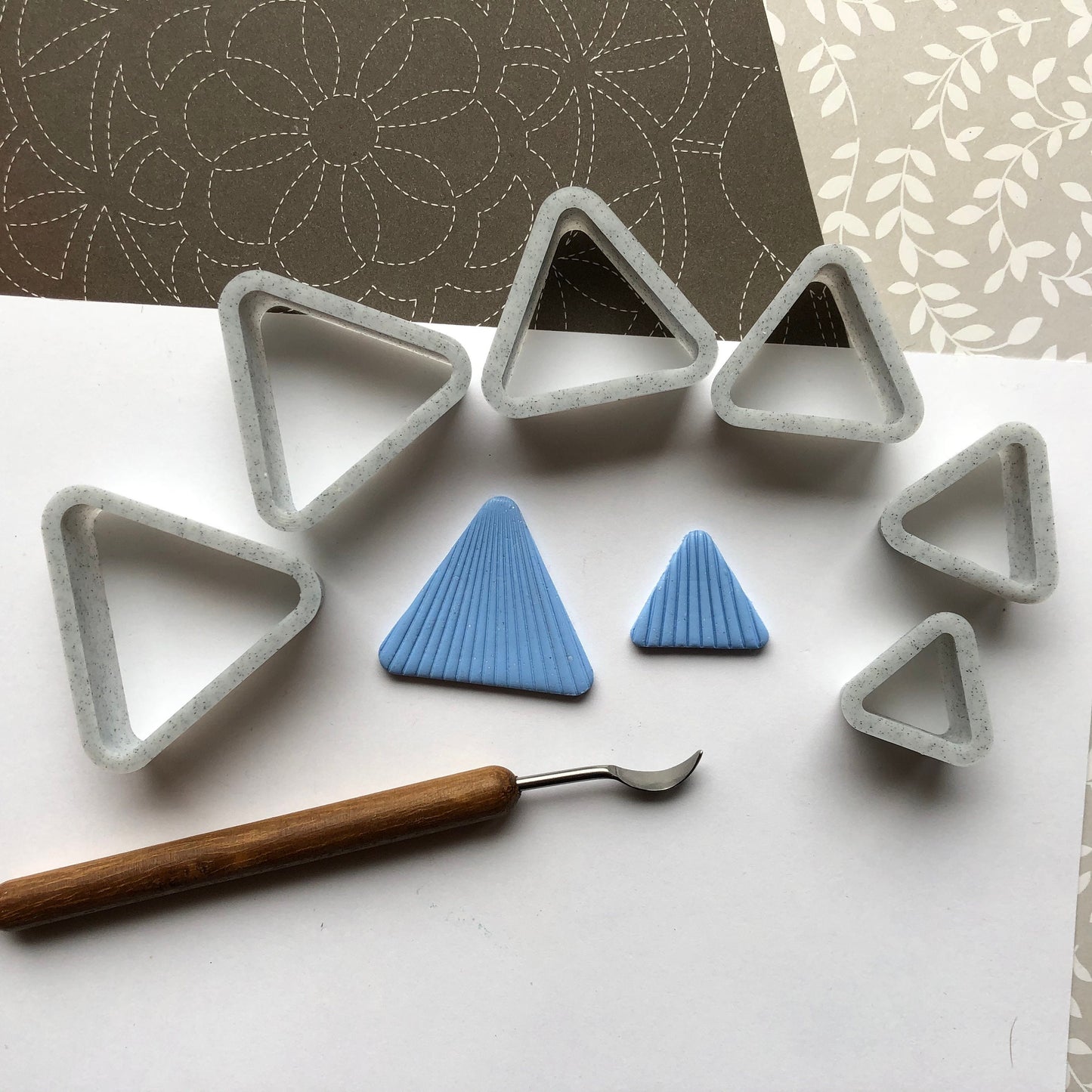Equilateral triangle (with round corners) cutter set - made for use with polymer clay