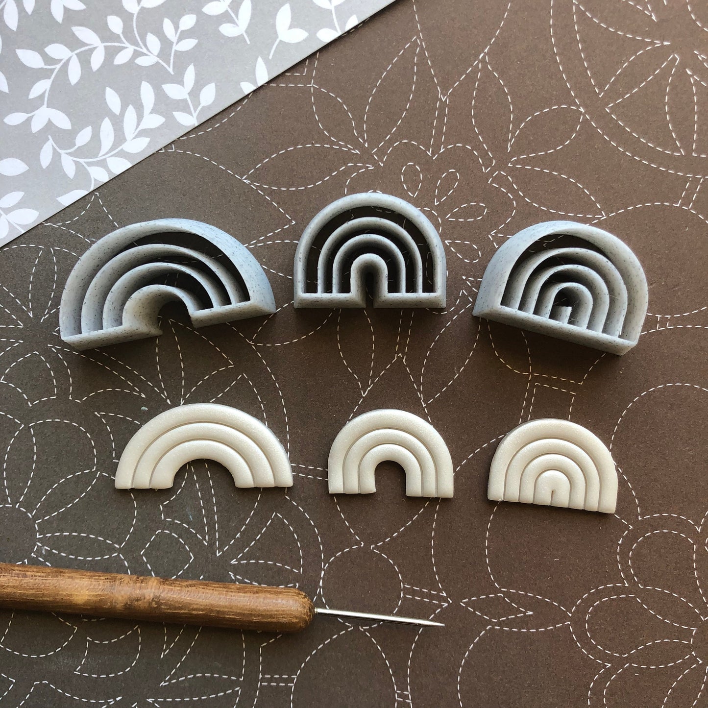 Rainbow combined stamp/cutters - made for use with polymer clay