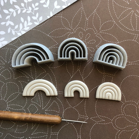 Rainbow combined stamp/cutters - made for use with polymer clay