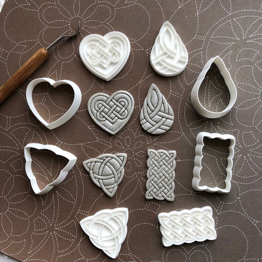 Celtic Stamp Set with Matching Cutters – Polymer Clay Tools – 3D Printed – Six Sizes Available