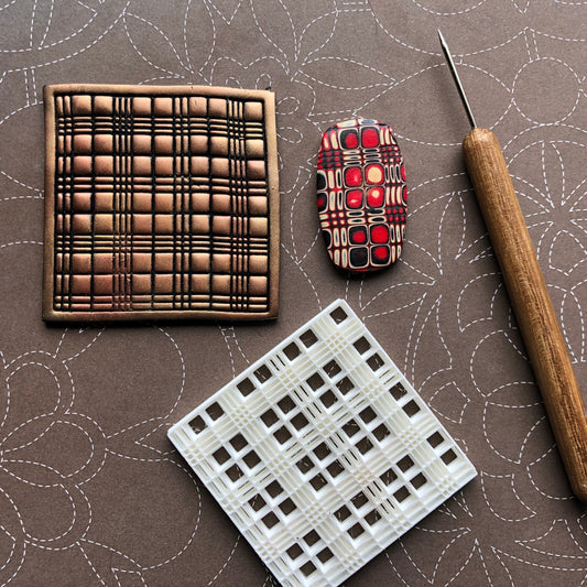 Tartan stamp - made for use with polymer clay