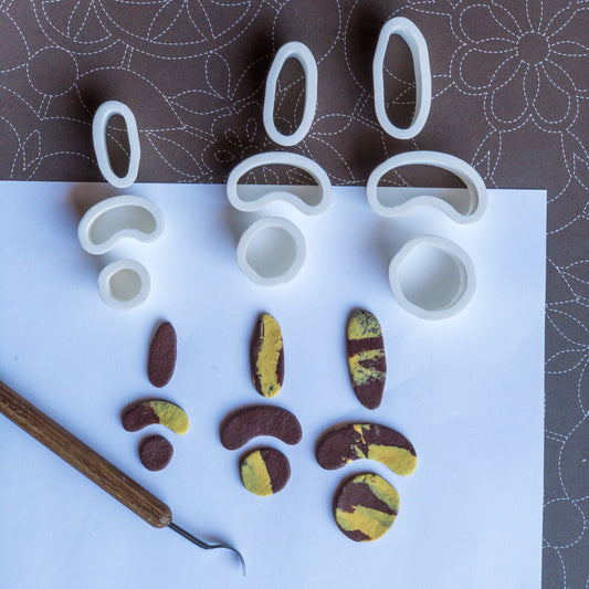 Organic Cutter Set – Polymer Clay Cutters – 9 Piece 3D Printed Set – Mix & Match Earring Shapes