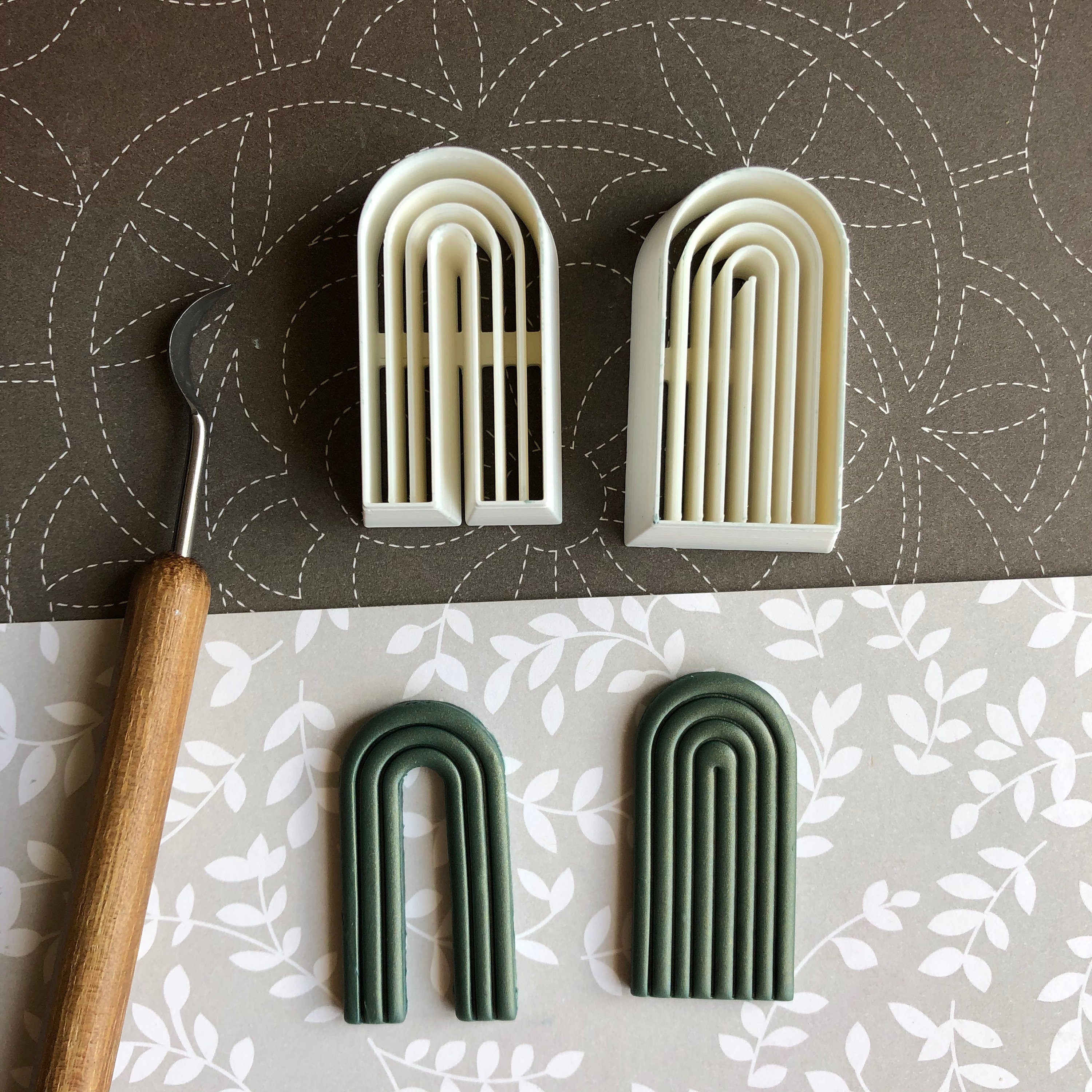 Tall rainbow combined stamp/cutters - made for use with polymer clay ...