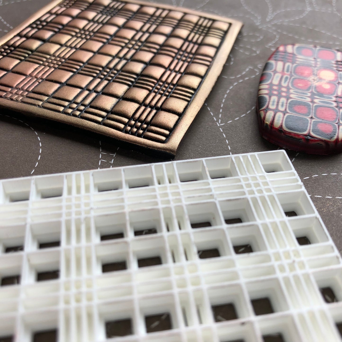 Tartan stamp - made for use with polymer clay