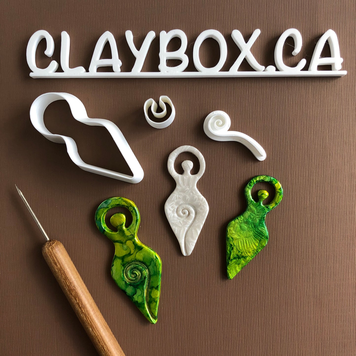 Goddess cutter with stamp - made for use with polymer clay