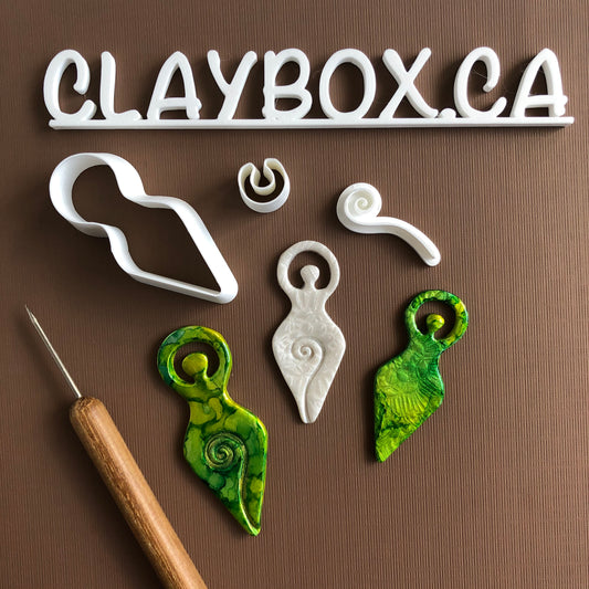 Goddess cutter with stamp - made for use with polymer clay
