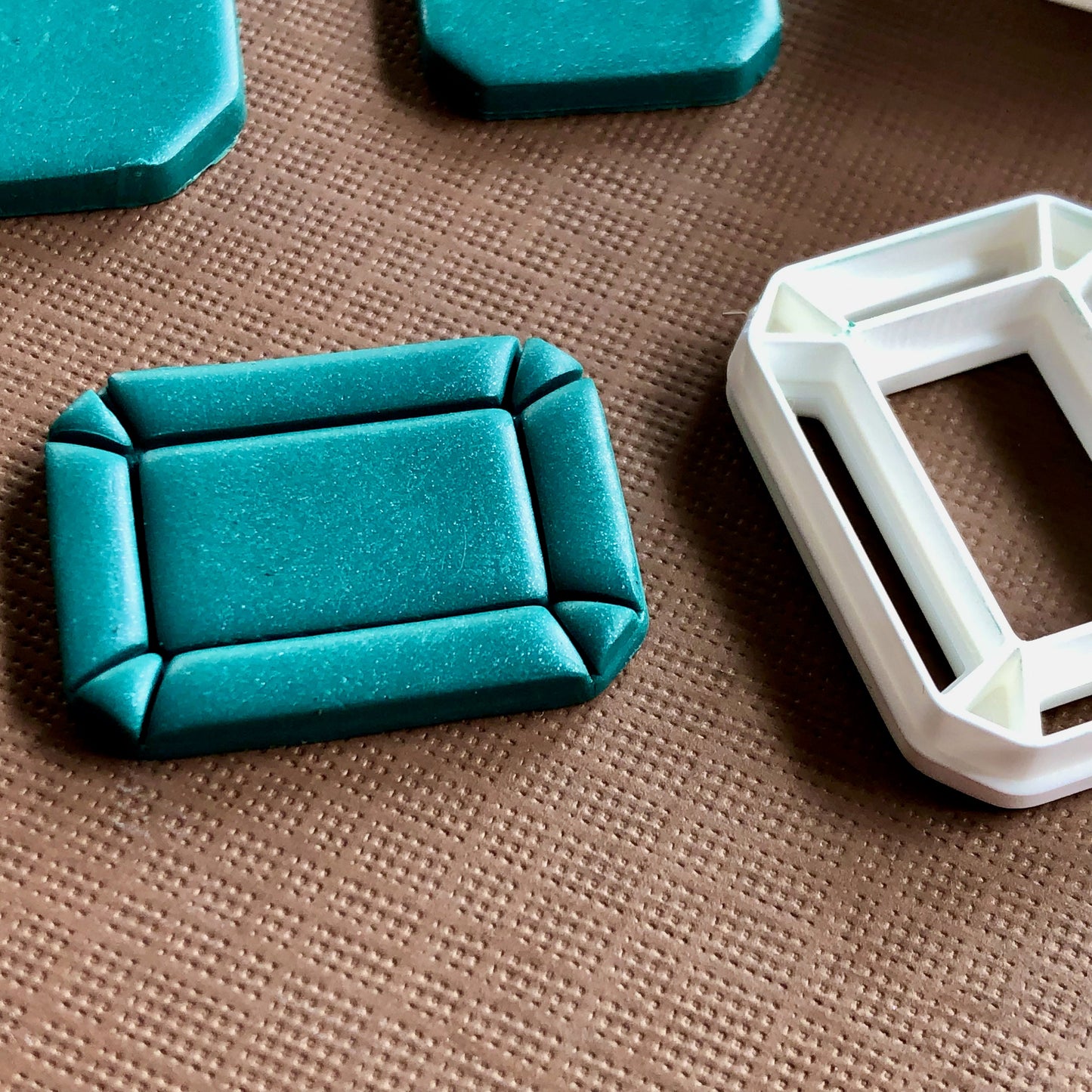 Emerald cutter set, plus stamp - made for use with polymer clay