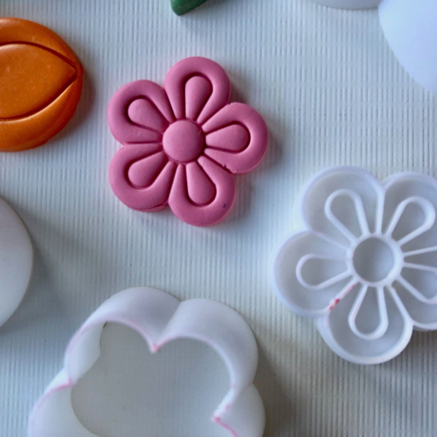 One inch flowers (Set 2) stamps and cutters - made for use with polymer clay