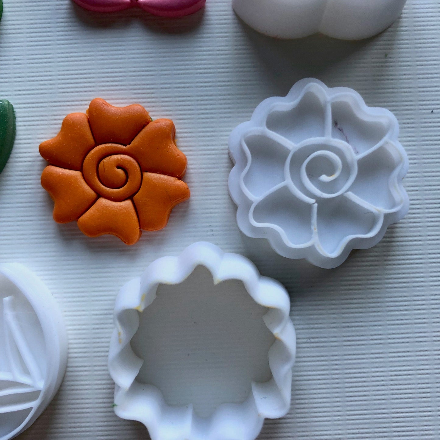 One inch flowers (Set 2) stamps and cutters - made for use with polymer clay