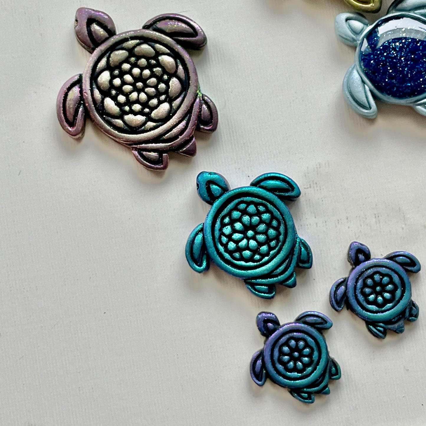 Mandala turtle stamp and cutter set - made for use with polymer clay