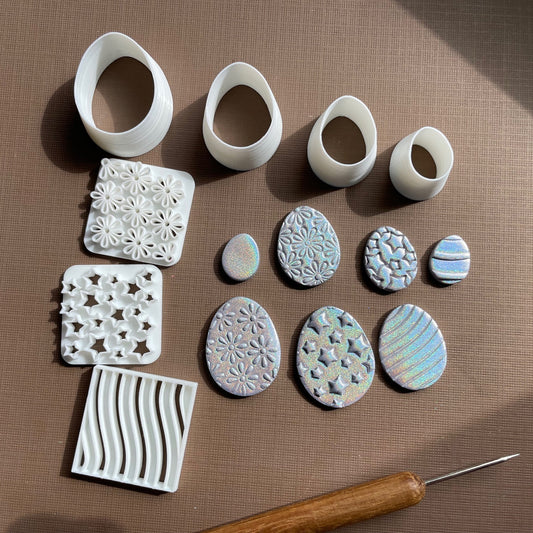 Easter egg stamps and cutters - made for use with polymer clay