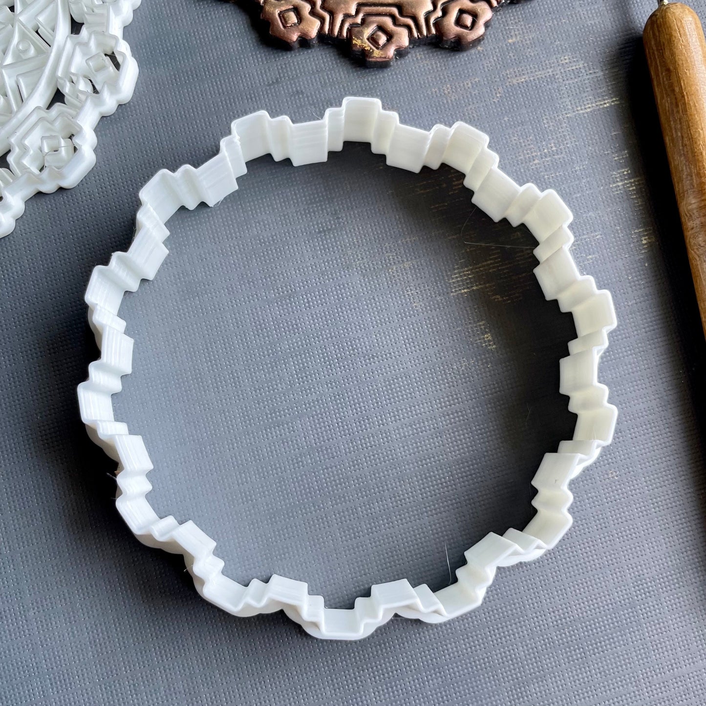 Aztec stamp and matching cutter - made for use with polymer clay